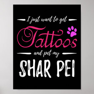 Shar Pei Hondenliefhebber Tattoo Funny Dog Mom Gif Poster