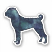 Shar-Pei Hondenras Black Waterverf Silhouette Sticker (Voorkant)