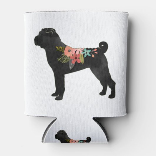 Shar-Pei Hondenras Boho Floral Silhouette Blikjeskoeler (Voorkant)