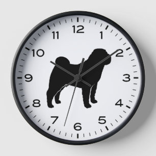 Shar Pei-hondensilhouet met nummers en minuten