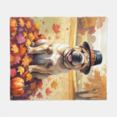 Shar Pei in herfstbladeren dankbaarheiddskunst Fleece Deken (Voorkant (Horizontaal))