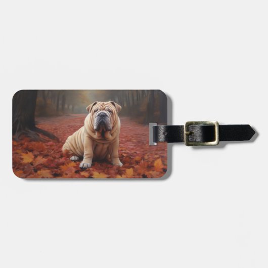 Shar Pei in herfstbladeren Herfst Inspire Bagagelabel (Voorkant horizontaal)