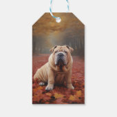 Shar Pei in herfstbladeren Herfst Inspire Cadeaulabel (Achterkant)