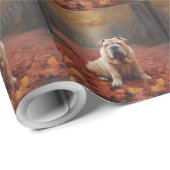 Shar Pei in herfstbladeren Herfst Inspire Cadeaupapier (Rol Hoek)