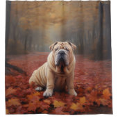 Shar Pei in herfstbladeren Herfst Inspire Douchegordijn (Voorkant)