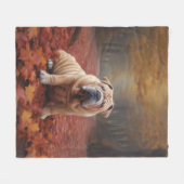 Shar Pei in herfstbladeren Herfst Inspire Fleece Deken (Voorkant (Horizontaal))