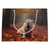 Shar Pei in herfstbladeren Herfst Inspire Groot Cadeauzakje (Voorkant)