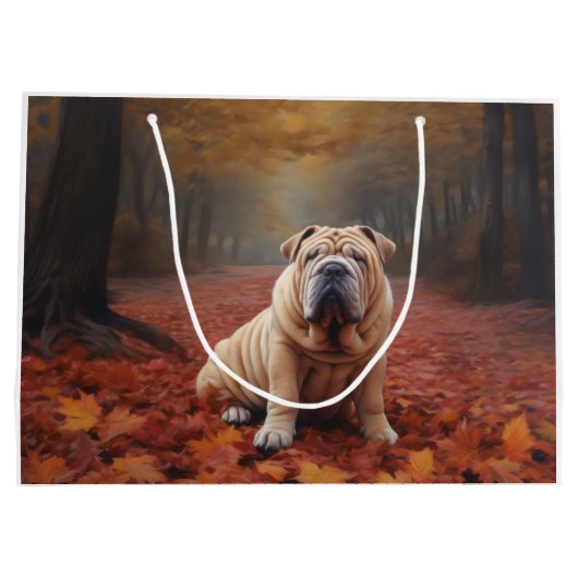 Shar Pei in herfstbladeren Herfst Inspire Groot Cadeauzakje (Achterkant)