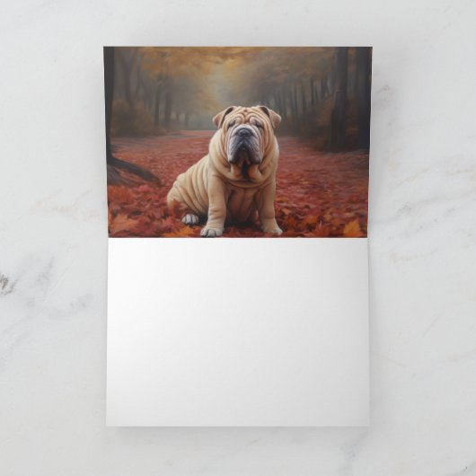 Shar Pei in herfstbladeren Herfst Inspire Kaart (Binnen)