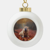 Shar Pei in herfstbladeren Herfst Inspire Keramische Bal Ornament (Voorkant)