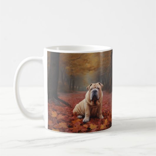 Shar Pei in herfstbladeren Herfst Inspire Koffiemok (Links)