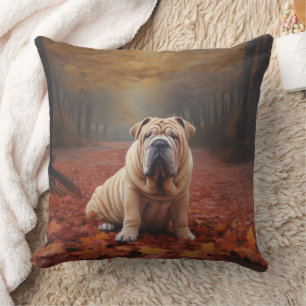 Shar Pei in herfstbladeren Herfst Inspire Kussen