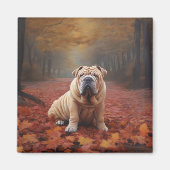 Shar Pei in herfstbladeren Herfst Inspire Magneet (Voorkant)
