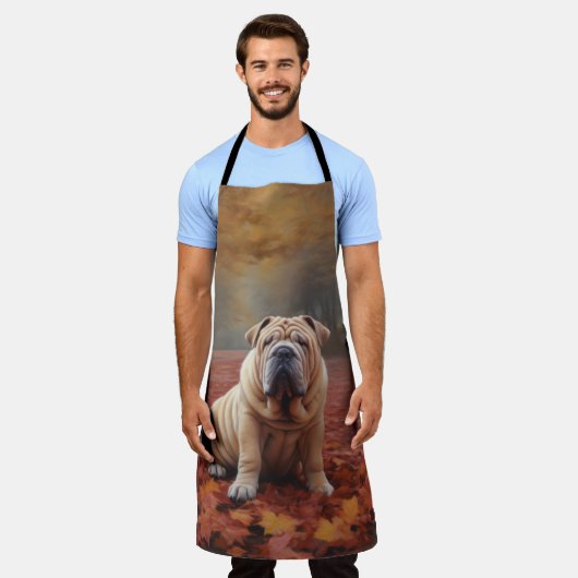 Shar Pei in herfstbladeren Herfst Inspire Schort (Gedragen)