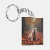 Shar Pei in herfstbladeren Herfst Inspire Sleutelhanger (Voorkant Links)