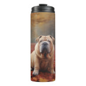 Shar Pei in herfstbladeren Herfst Inspire Thermosbeker (Voorkant)