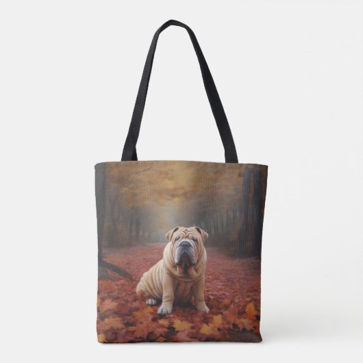 Shar Pei in herfstbladeren Herfst Inspire Tote Bag (Achterkant)