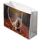 Shar Pei in herfstbladeren val inspireert Groot Cadeauzakje (Achterkant Gekanteld)