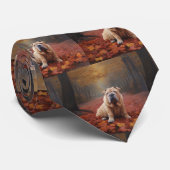 Shar Pei in herfstbladeren val inspireert Stropdas (Opgerold)