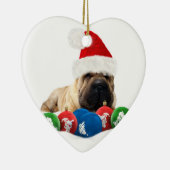 Shar Pei in Santa Hat Heart Ornament (Rechts)