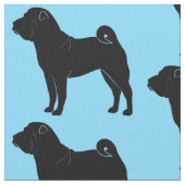 Shar Pei in Silhouette op Blue Stof (Close Up)