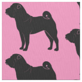 Shar Pei in Silhouette op Roze Stof (Close Up)