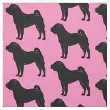 Shar Pei in Silhouette op Roze