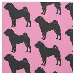Shar Pei in Silhouette op Roze Stof