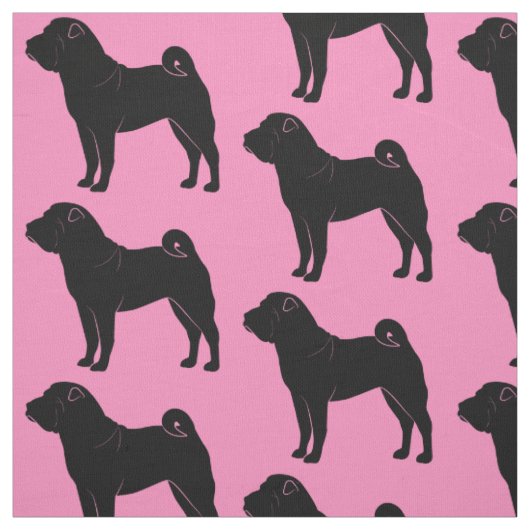 Shar Pei in Silhouette op Roze Stof (Swatch)