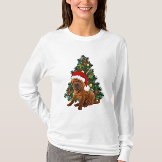Shar Pei-kersthond, Xmas Shar Pei hond T-shirt (Voorkant)