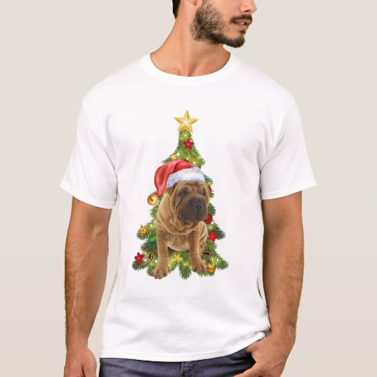 Shar Pei-kersthond, Xmas Shar Pei hond T-shirt (Voorkant)