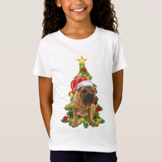 Shar Pei-kersthond, Xmas Shar Pei hond T-shirt (Voorkant)