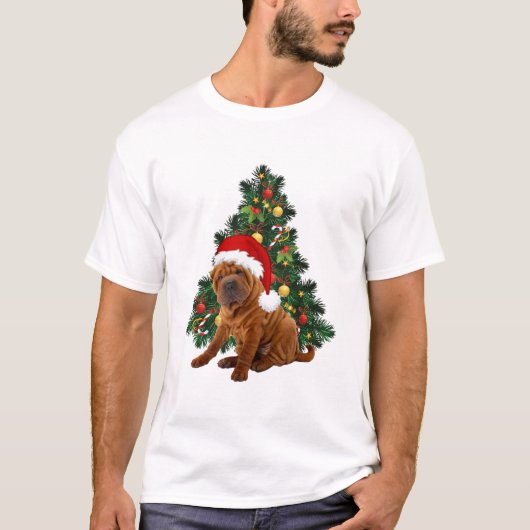 Shar Pei-kersthond, Xmas Shar Pei hond T-shirt (Voorkant)