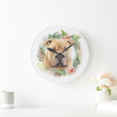 Shar Pei Kerstkrans Feestelijke Pup Grote Klok (Huis)