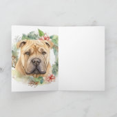 Shar Pei Kerstkrans Feestelijke Pup Kaart (Binnen)