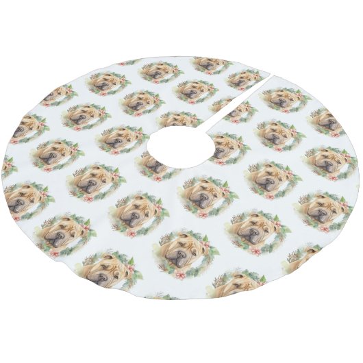 Shar Pei Kerstkrans Feestelijke Pup Kerstboom Rok (Gekanteld)