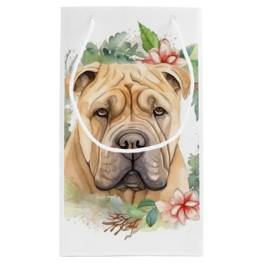 Shar Pei Kerstkrans Feestelijke Pup Klein Cadeauzakje (Achterkant)