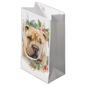 Shar Pei Kerstkrans Feestelijke Pup Klein Cadeauzakje (Voorkant Gekanteld)