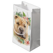 Shar Pei Kerstkrans Feestelijke Pup Klein Cadeauzakje (Achterkant Gekanteld)