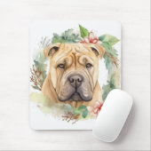 Shar Pei Kerstkrans Feestelijke Pup Muismat (Met muis)