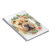 Shar Pei Kerstkrans Feestelijke Pup Notitieboek (Rechterzijde)