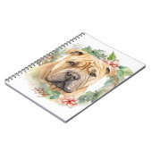 Shar Pei Kerstkrans Feestelijke Pup Notitieboek (Linkerzijde)