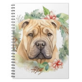 Shar Pei Kerstkrans Feestelijke Pup Notitieboek (Voorkant)