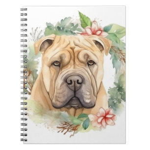 Shar Pei Kerstkrans Feestelijke Pup Notitieboek