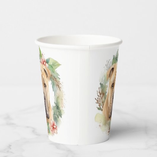 Shar Pei Kerstkrans Feestelijke Pup Papieren Bekers (Rechts)