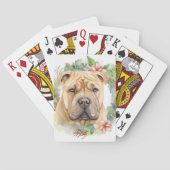 Shar Pei Kerstkrans Feestelijke Pup Pokerkaarten (Achterkant)