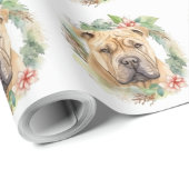 Shar Pei Kerstkrans Festieve Pup Cadeaupapier (Rol Hoek)