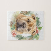 Shar Pei Kerstkrans Festieve Pup Legpuzzel (Horizontaal)