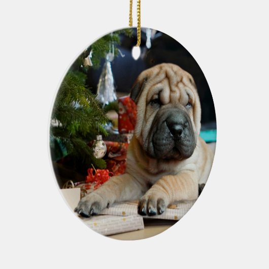 Shar Pei Kerstmis Keramisch Ornament (Rechts)