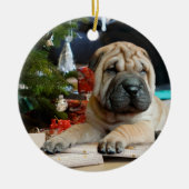 Shar Pei Kerstmis Keramisch Ornament (Voorkant)